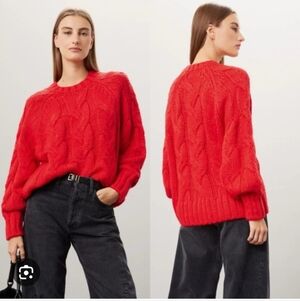 Love,Whit By Whitney Port Red Cable Oversized Sweater Size Medium